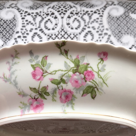 Haviland Limoges France Fine Porcelain Sylvia Pink Roses Oval Vegetable Bowl 10” - Picture 3 of 9